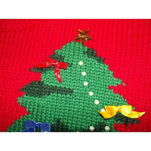 Hasting & Smith Sweater Womens Size Medium Red Christmas embellished pearls m - Picture 3 of 10